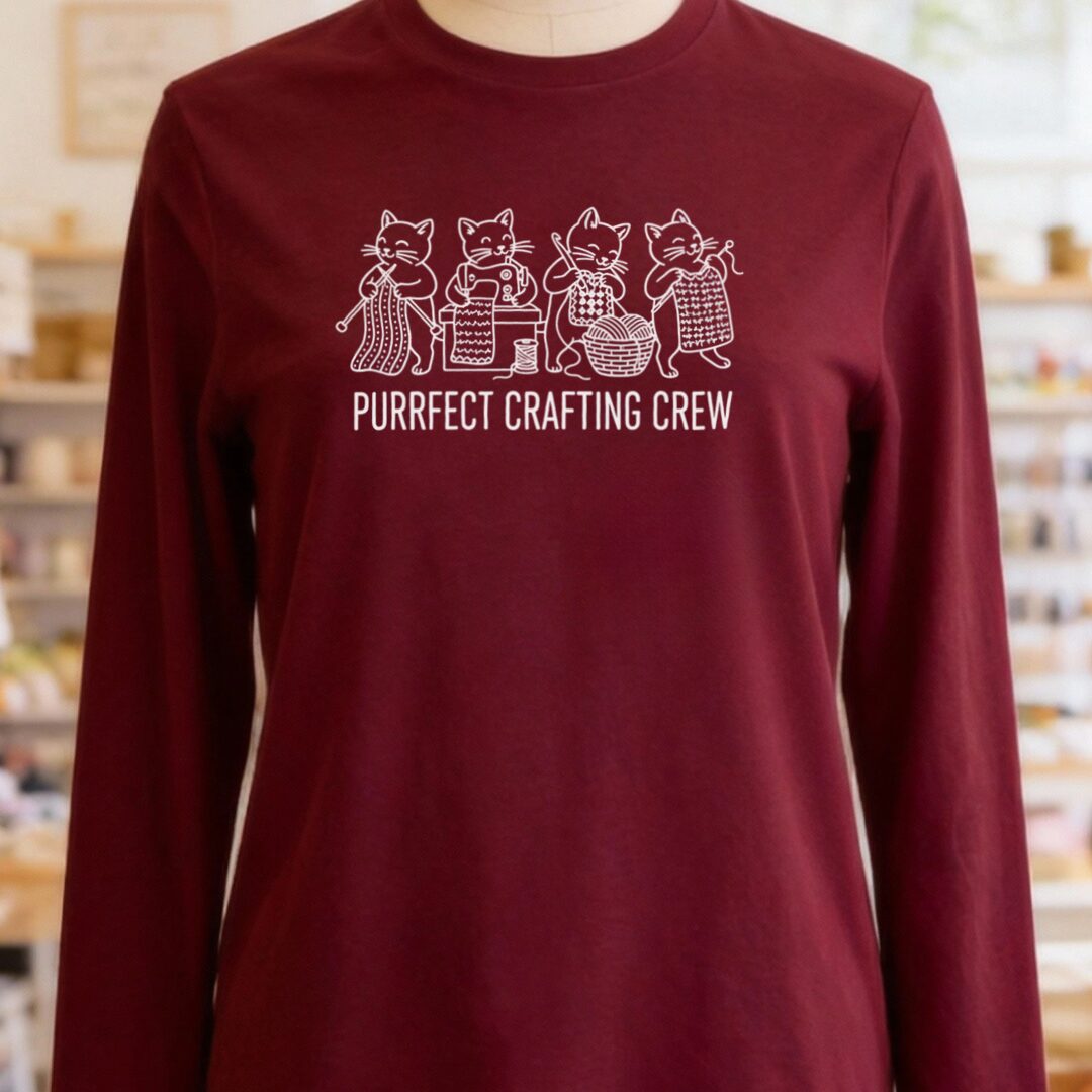 Purrfect Long Sleeve Tee Maroon t-shirt