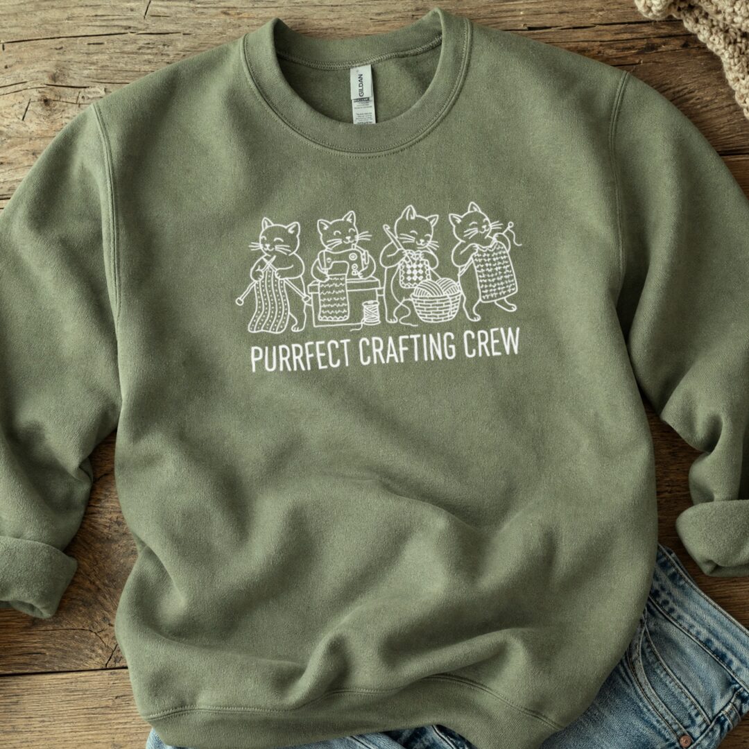 Purrfect Sweatshirt Military Green t-shirt
