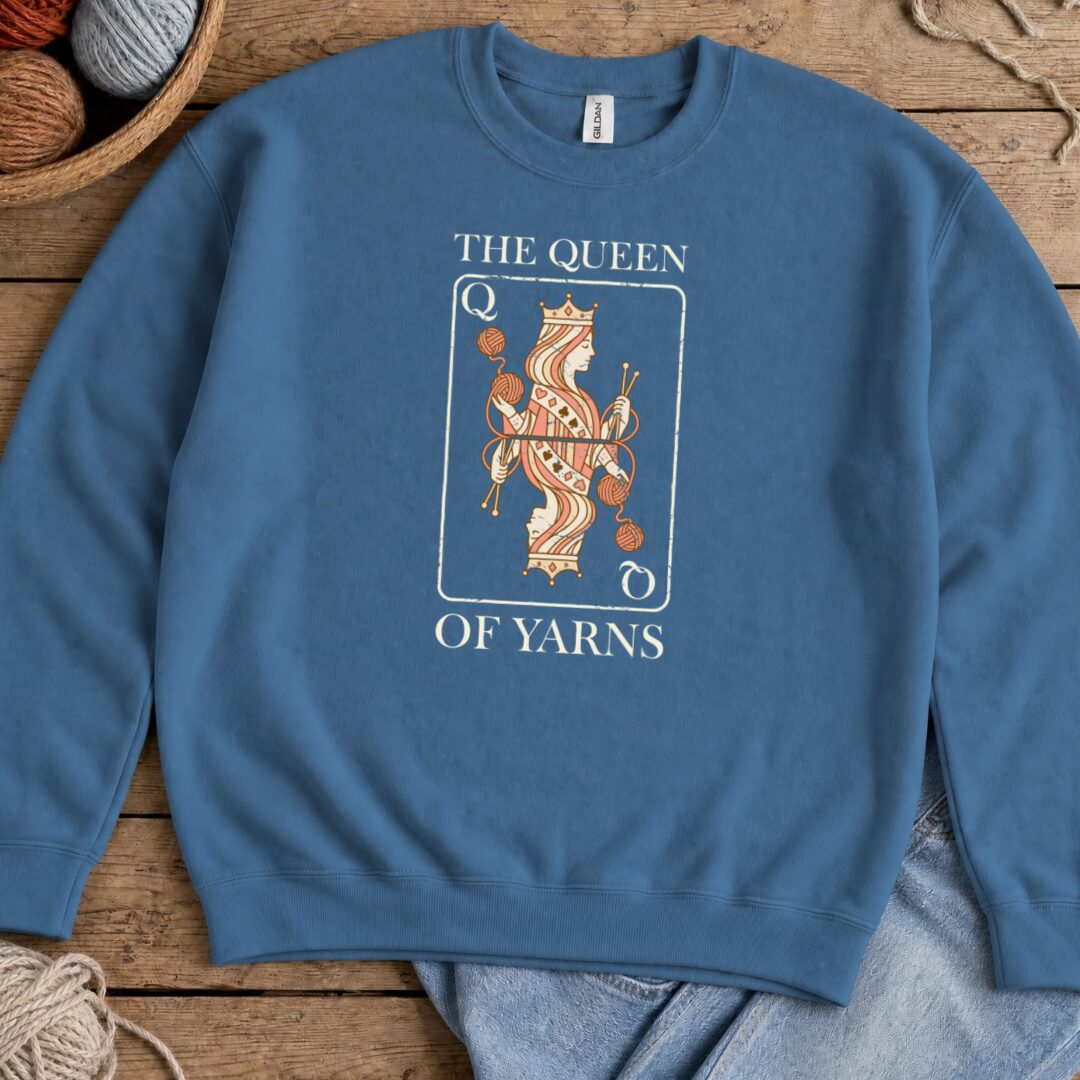 Queen Of Yarns Sweatshirt Indigo Blue t-shirt