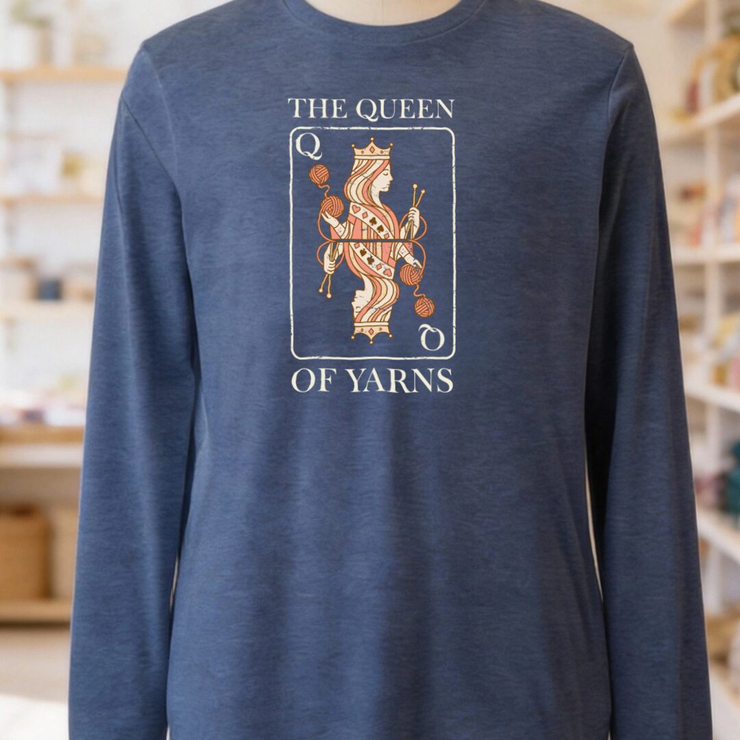 Queen Of Yarns Long Sleeve Tee Navy t-shirt