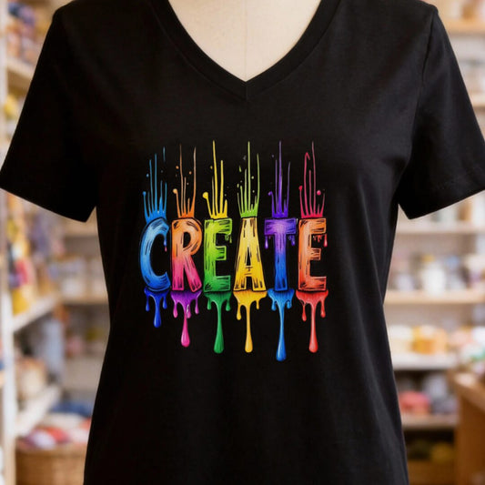 Rainbow Create V-Neck T-Shirt Black t-shirt
