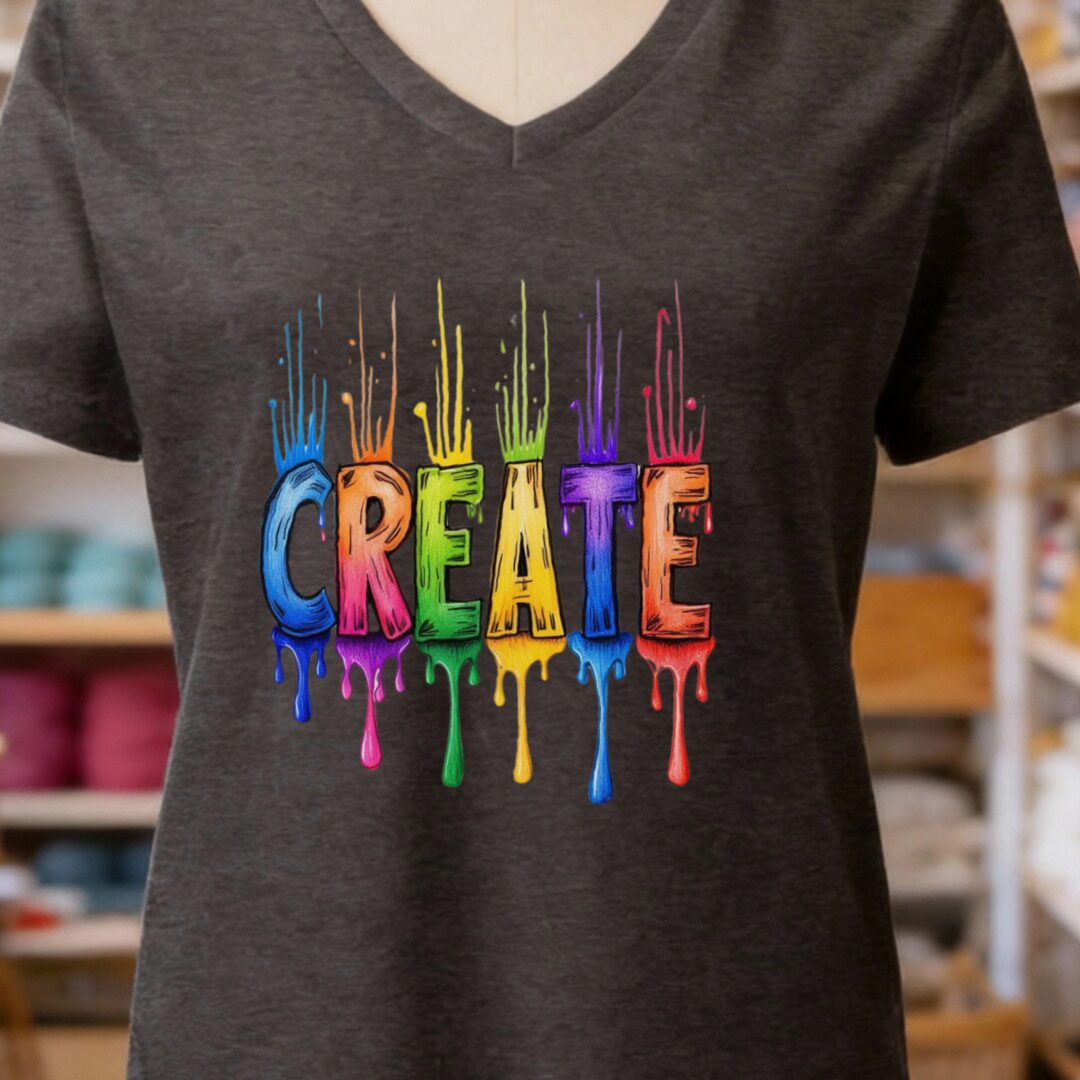 Rainbow Create V-Neck T-Shirt Dark Grey t-shirt