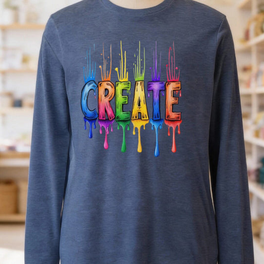 Rainbow Create Long Sleeve Tee Navy t-shirt