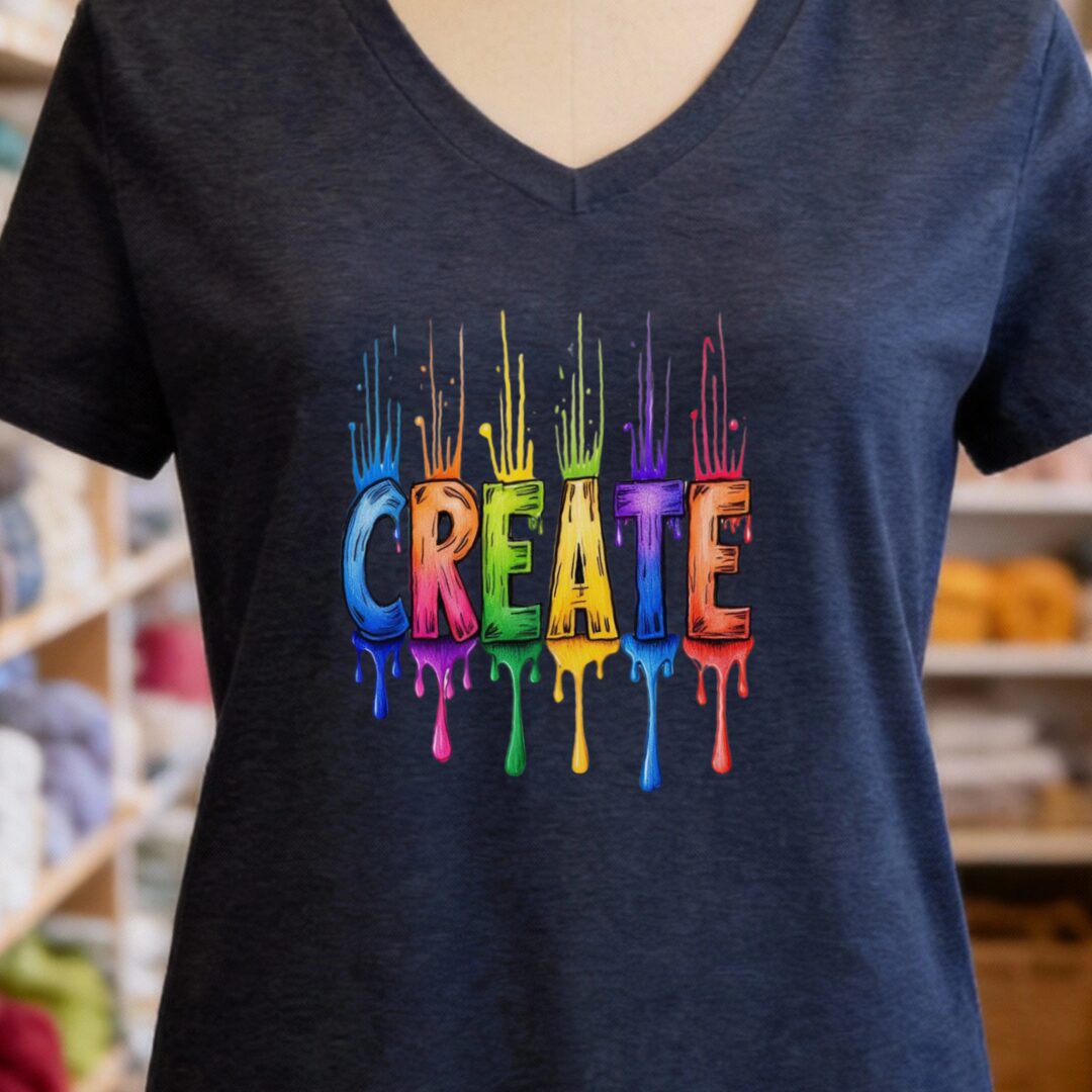 Rainbow Create V-Neck T-Shirt Navy t-shirt