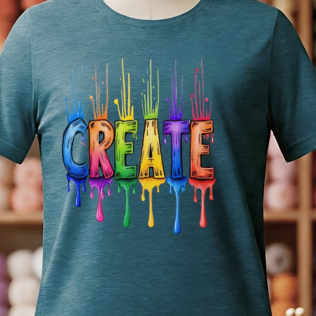 Rainbow Create T-Shirt Teal Blue t-shirt