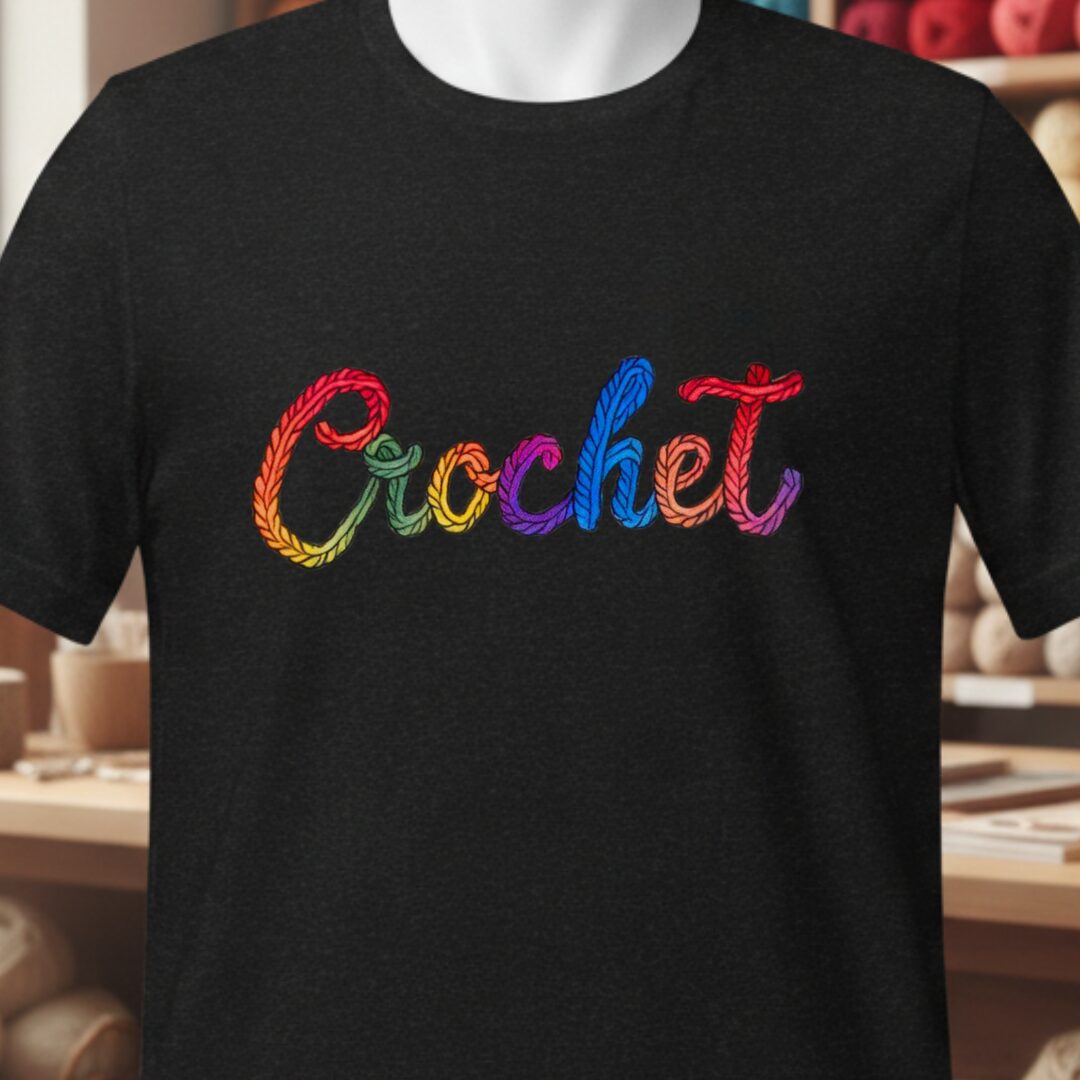 Rainbow Crochet T-Shirt Black t-shirt