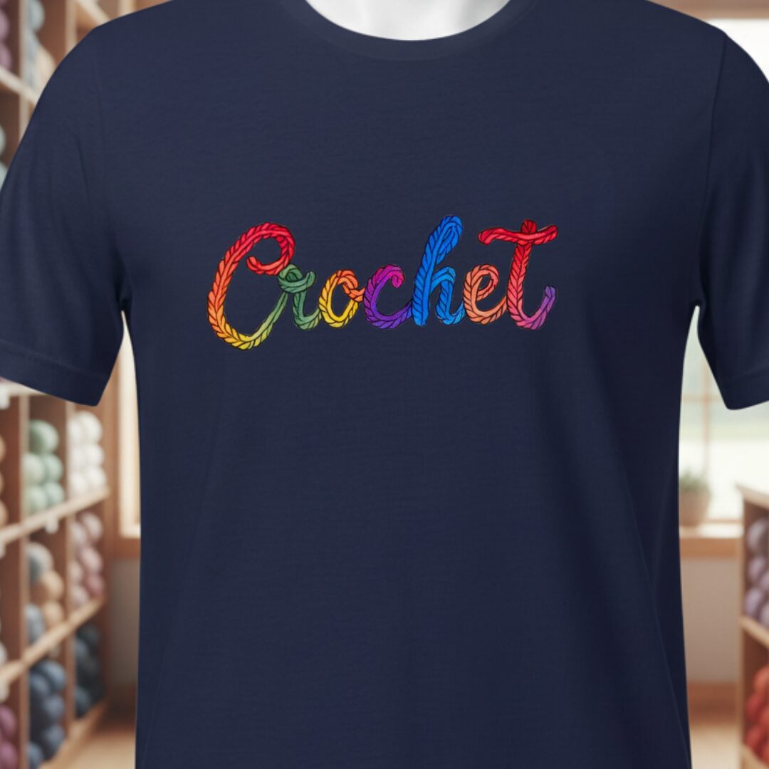 Rainbow Crochet T-Shirt Navy t-shirt