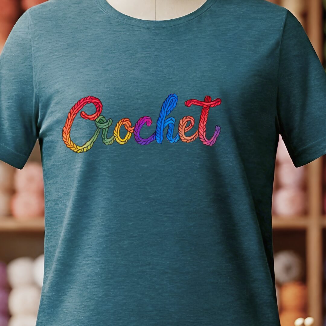 Rainbow Crochet T-Shirt Teal Blue t-shirt