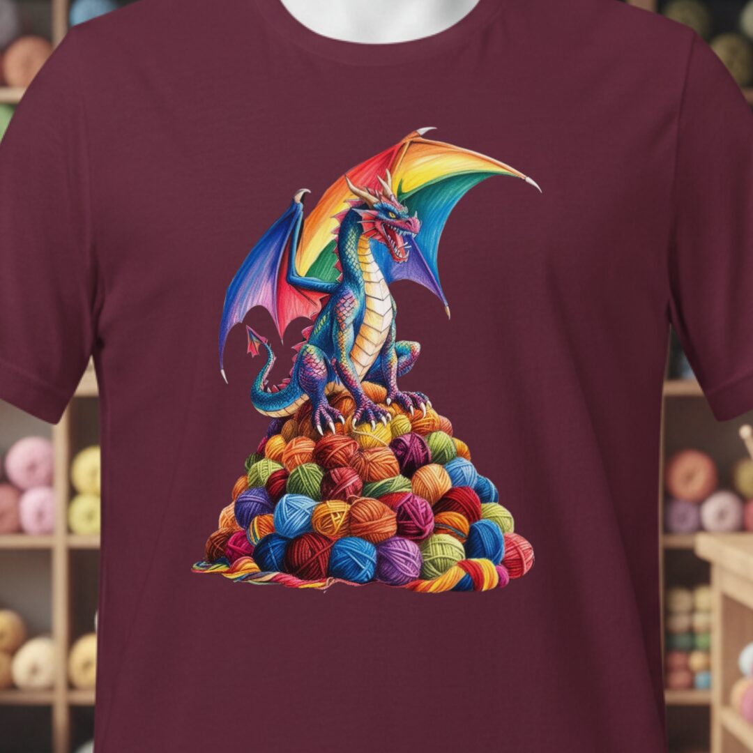 Rainbow Dragon T-Shirt Maroon t-shirt
