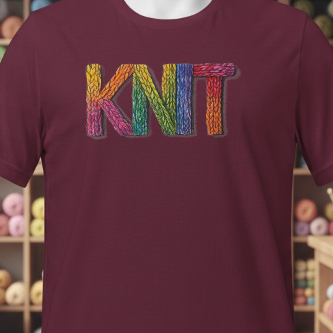 Rainbow Knit T-Shirt Maroon t-shirt
