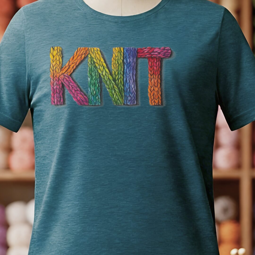 Rainbow Knit T-Shirt Teal Blue t-shirt