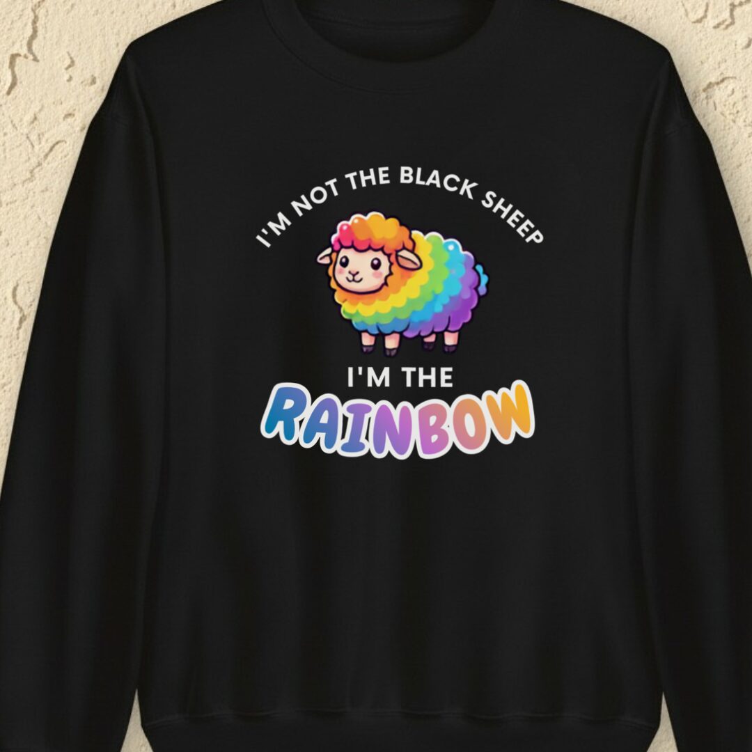 Rainbow Sheep Black Sweatshirt.jpg