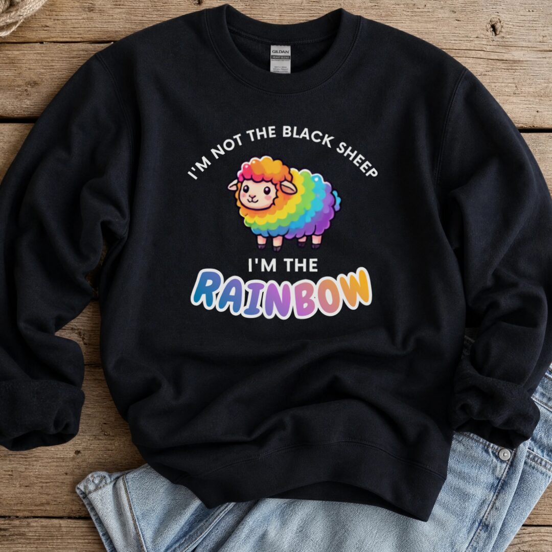 Rainbow Sheep Sweatshirt Black t-shirt