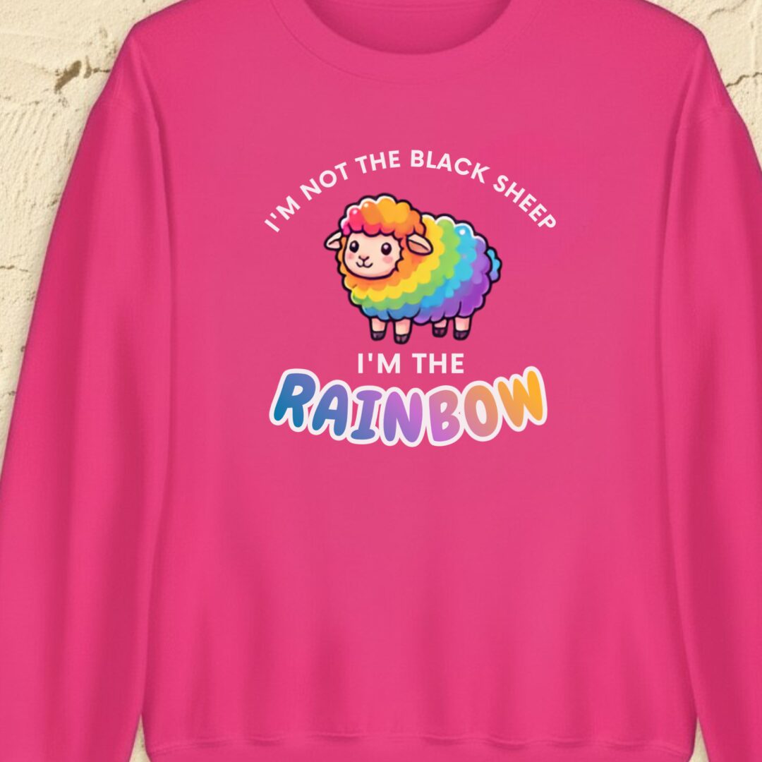 Rainbow Sheep Bright Pink Sweatshirt.jpg