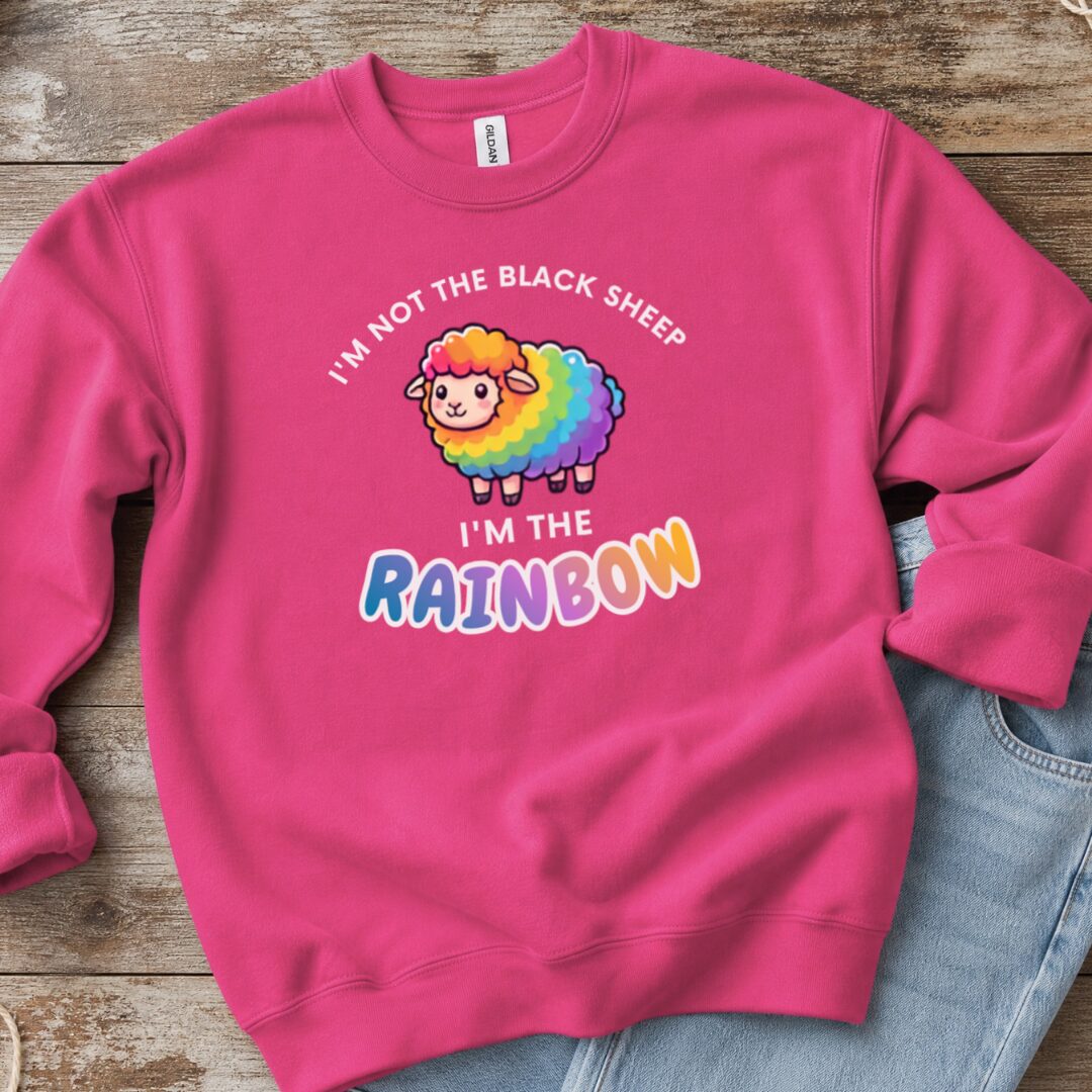 Rainbow Sheep Sweatshirt Bright Pink t-shirt