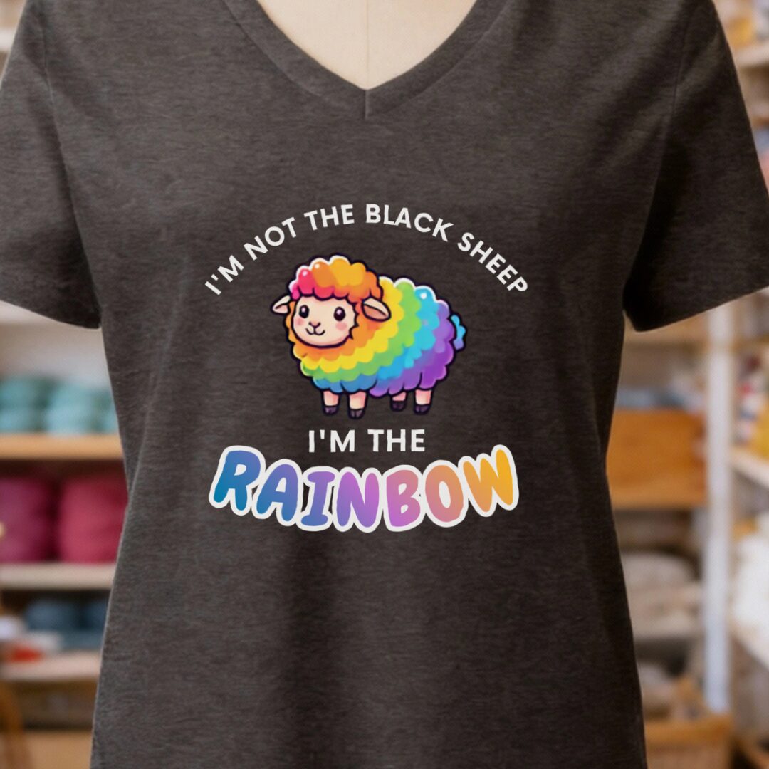 Rainbow Sheep V-Neck T-Shirt Dark Grey t-shirt