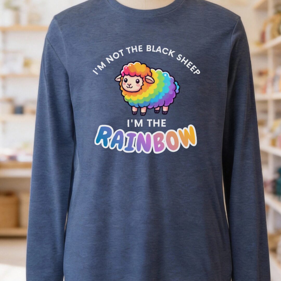 Rainbow Sheep Long Sleeve Tee Navy t-shirt