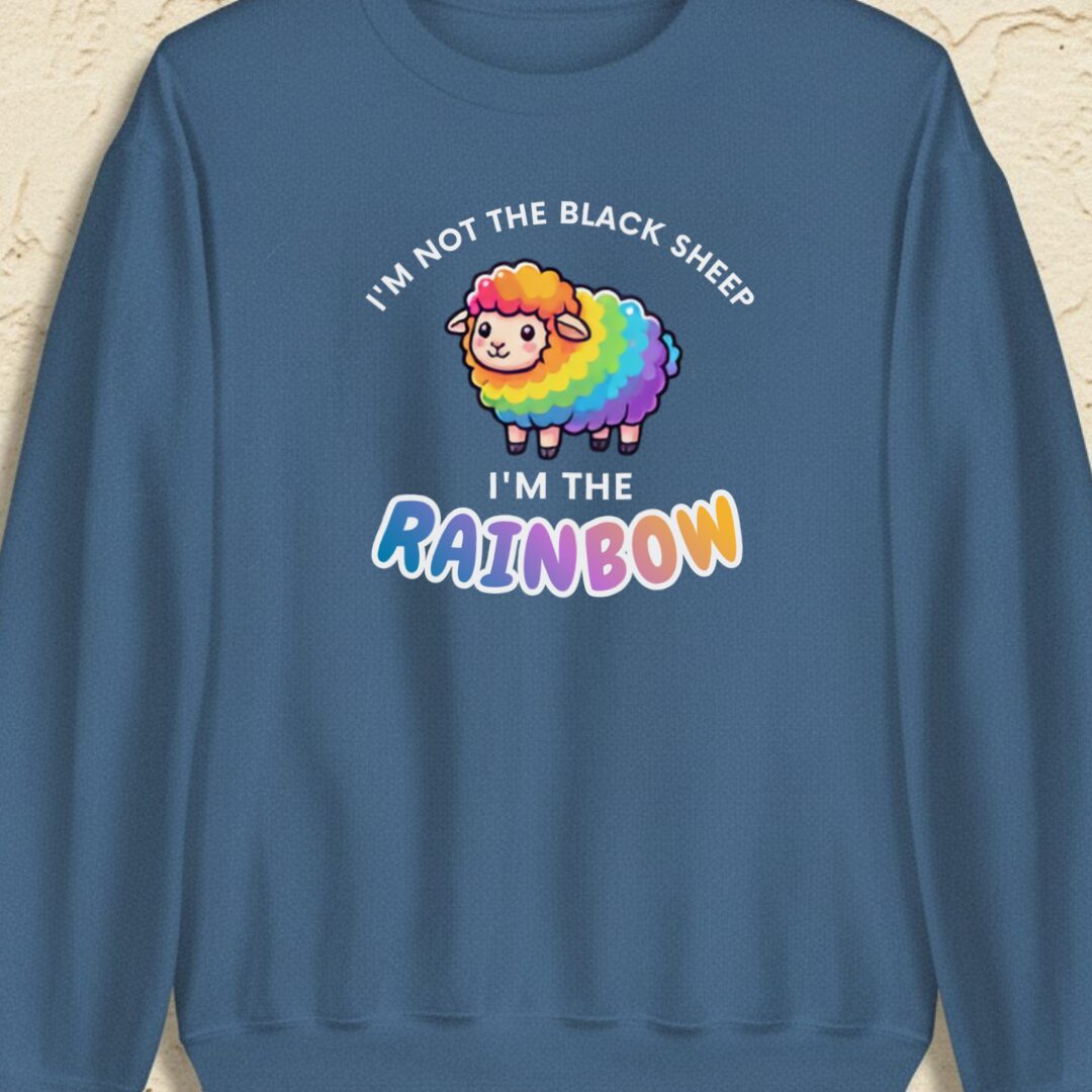 Rainbow Sheep Indigo Blue Sweatshirt.jpg