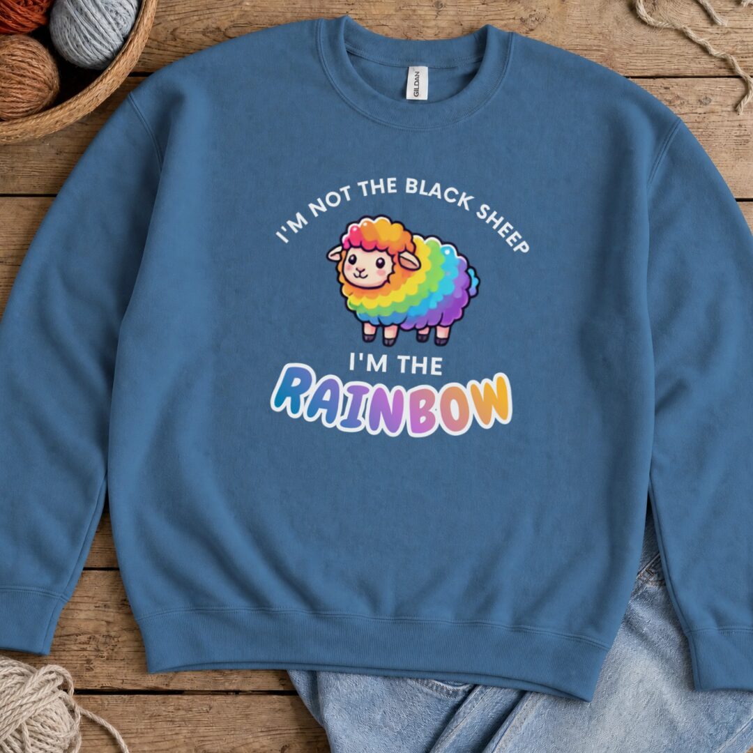 Rainbow Sheep Sweatshirt Indigo Blue t-shirt