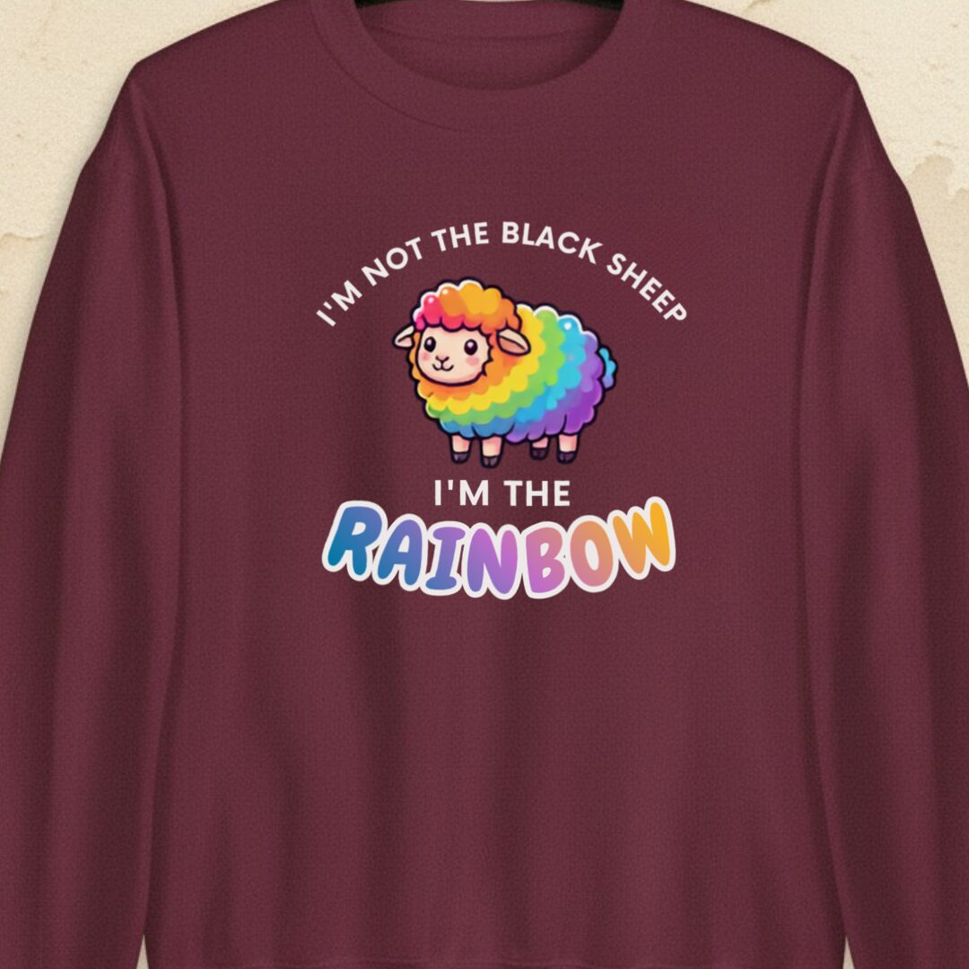 Rainbow Sheep Maroon Sweatshirt.jpg