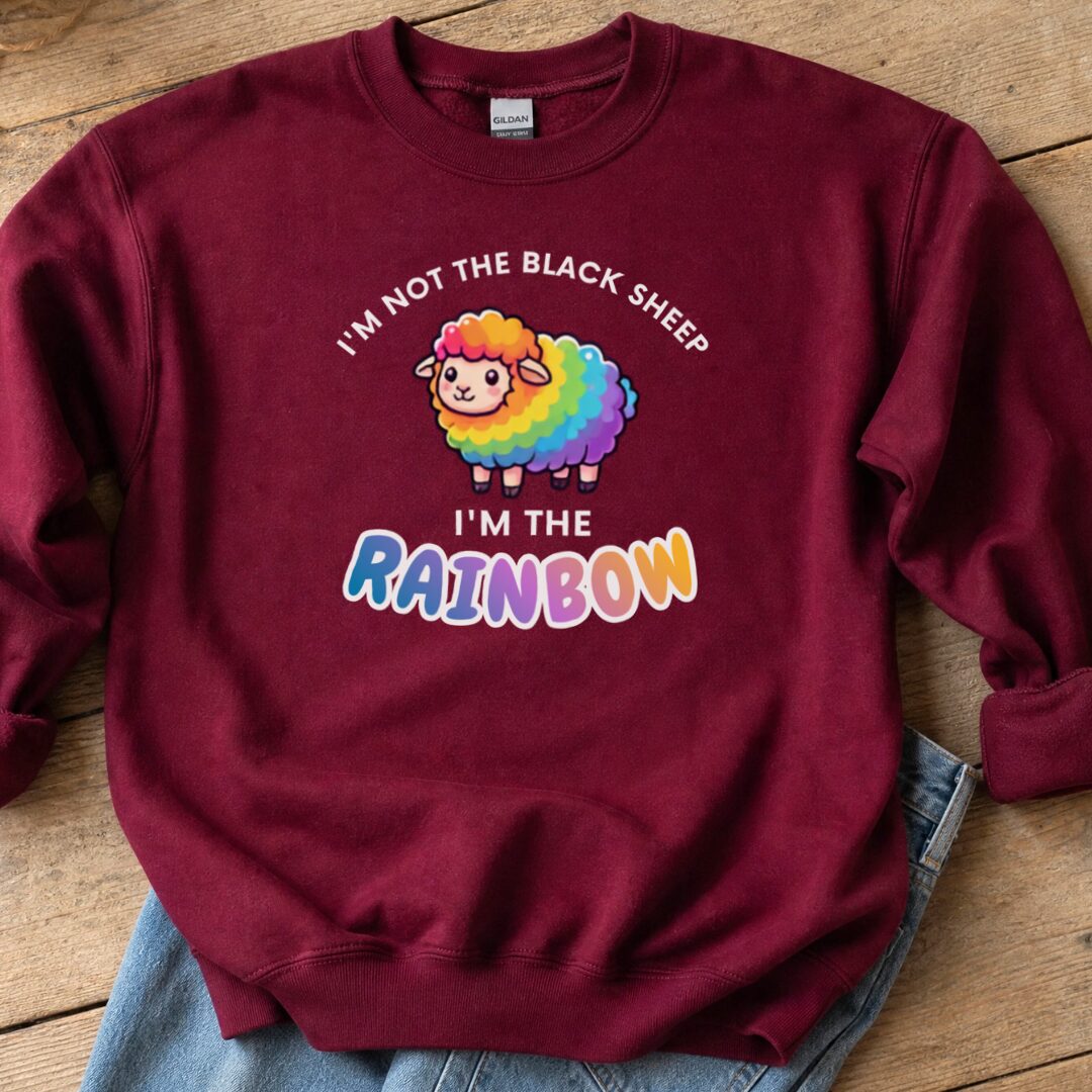 Rainbow Sheep Sweatshirt Maroon t-shirt