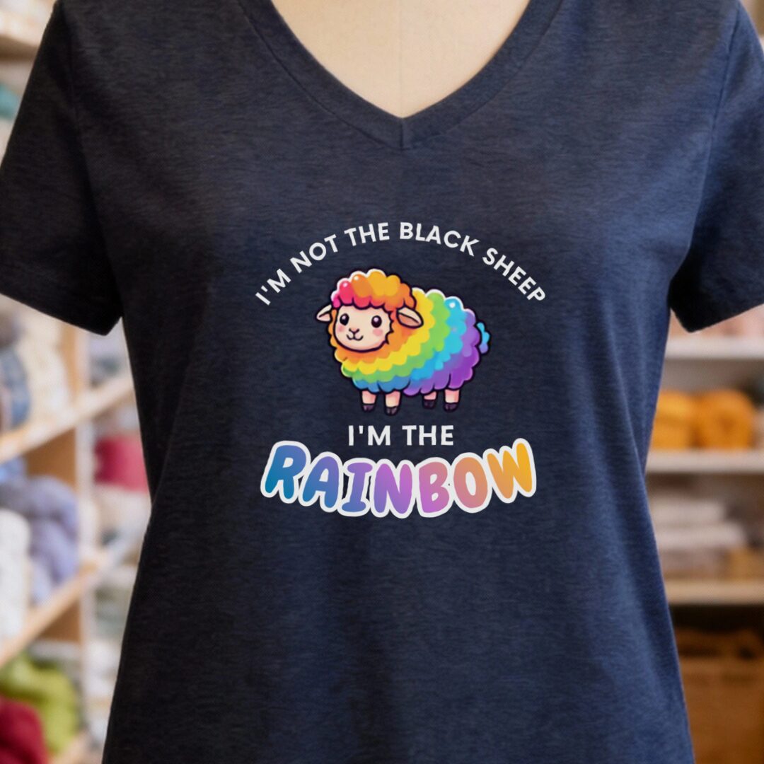 Rainbow Sheep V-Neck T-Shirt Navy t-shirt