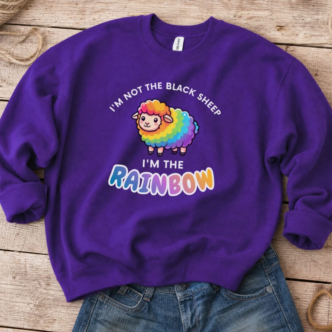 Rainbow Sheep Sweatshirt Purple t-shirt