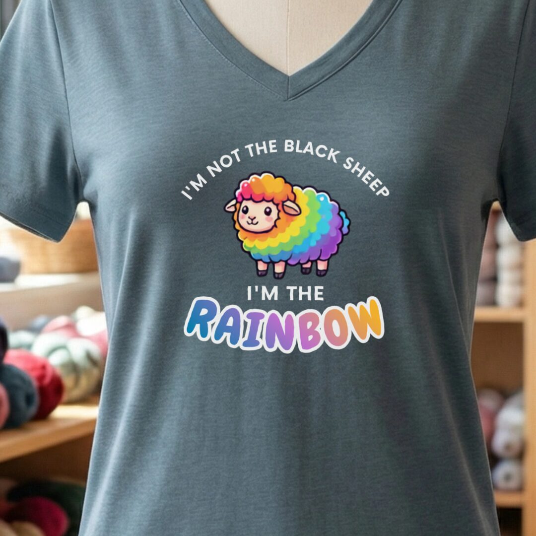 Rainbow Sheep V-Neck T-Shirt Slate t-shirt