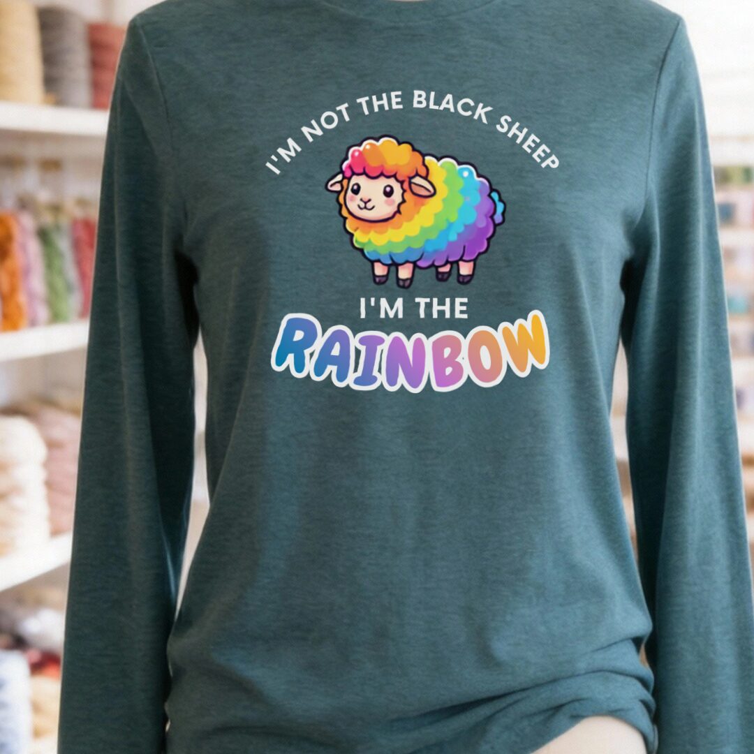 Rainbow Sheep Long Sleeve Tee Teal Blue t-shirt