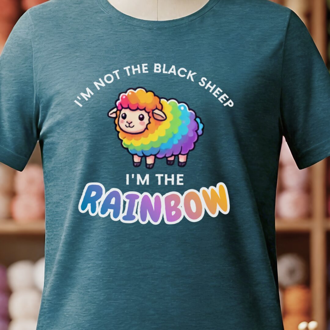 Rainbow Sheep T-Shirt Teal Blue t-shirt