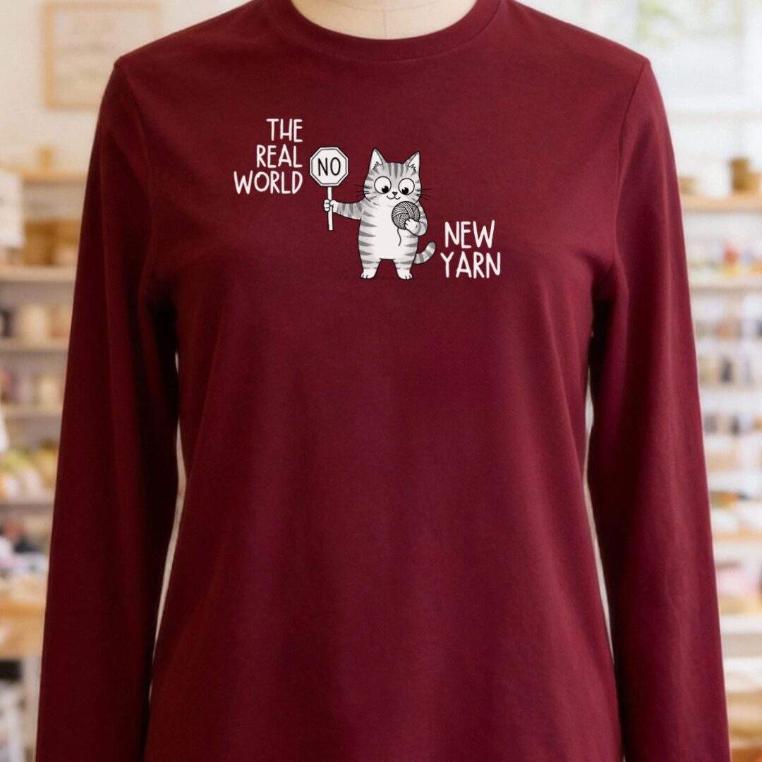 Real World Long Sleeve Tee Maroon t-shirt