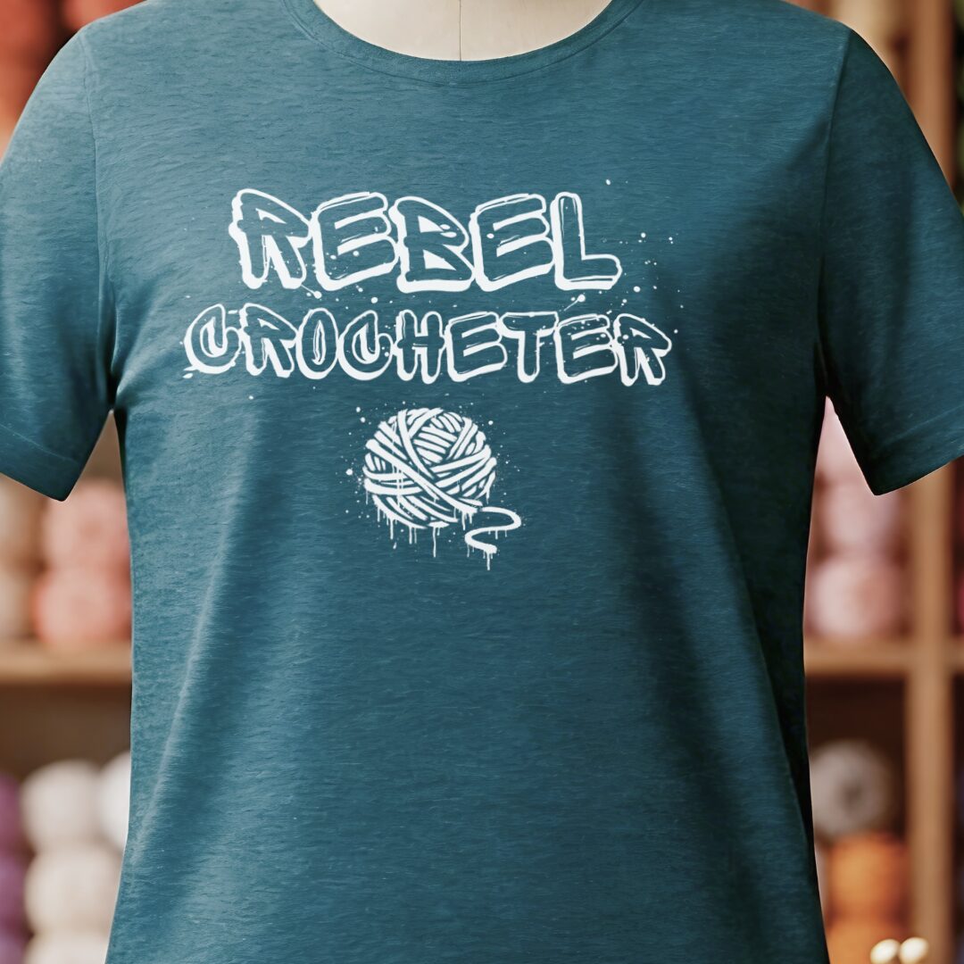 Rebel Crocheter T-Shirt Teal Blue t-shirt