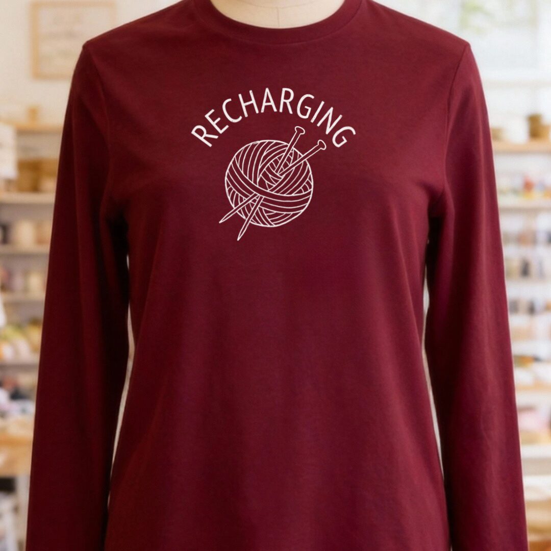 Recharging Long Sleeve Tee Maroon t-shirt