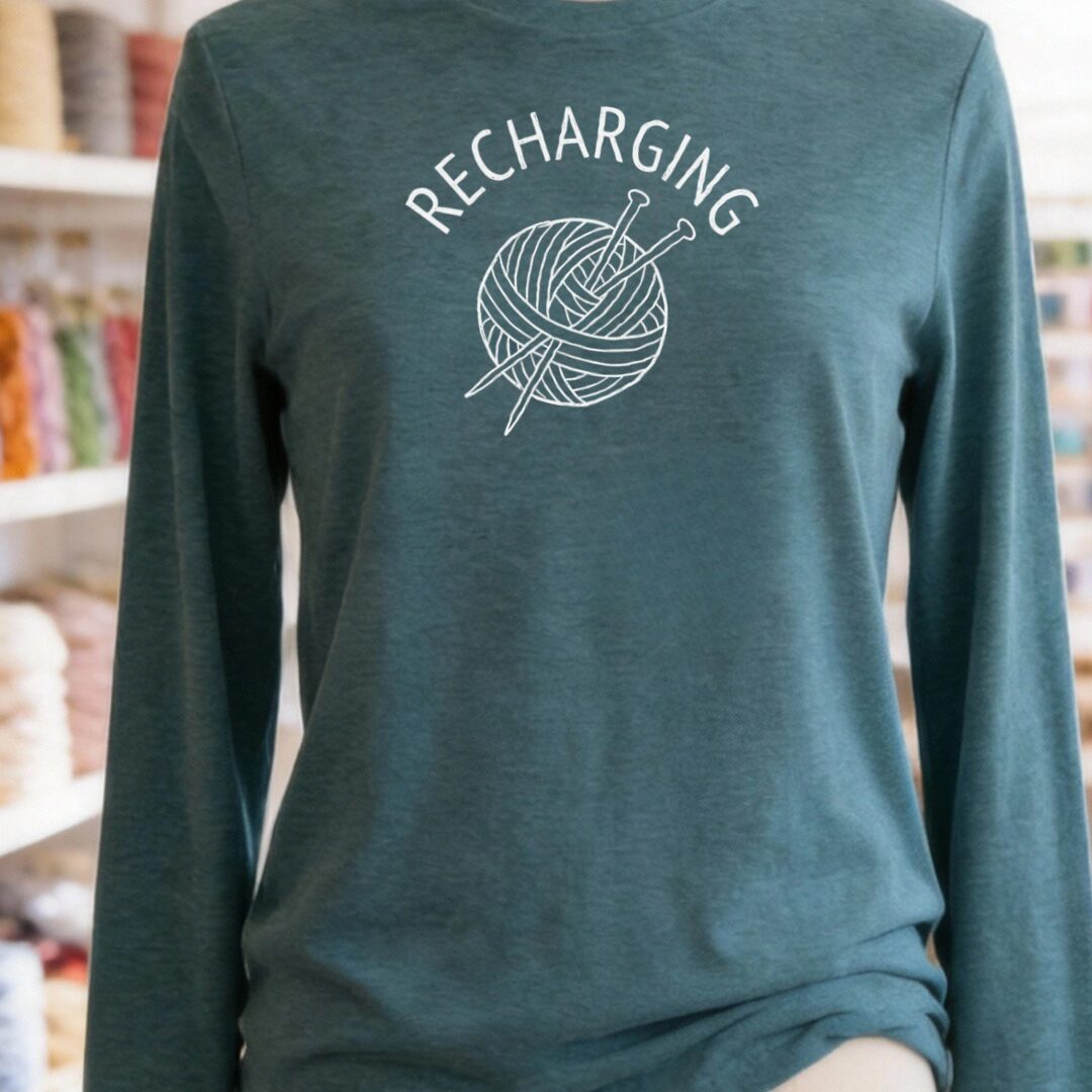 Recharging Long Sleeve Tee Teal Blue t-shirt