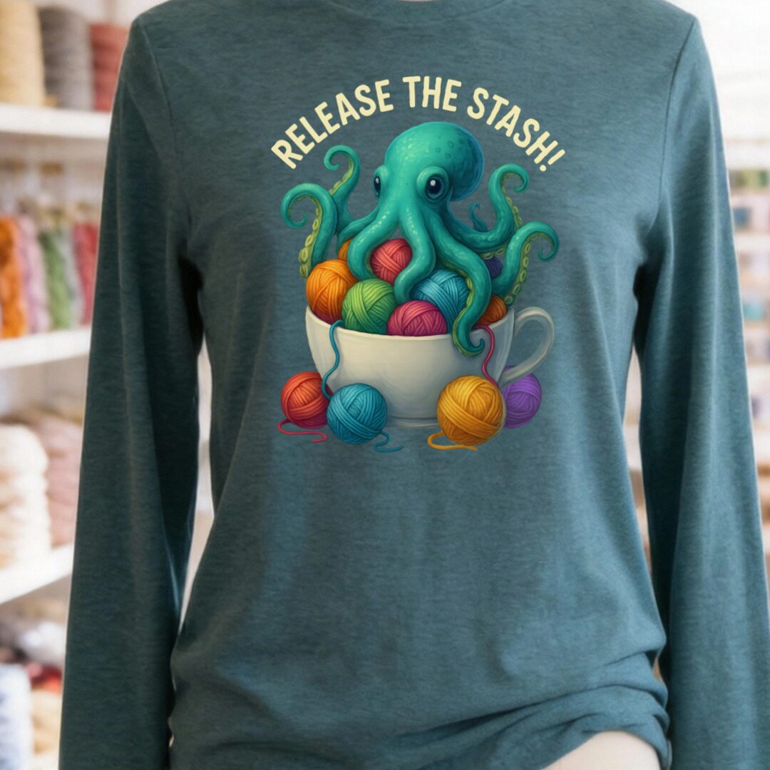 Release the Stash Kraken Long Sleeve Tee Teal t-shirt