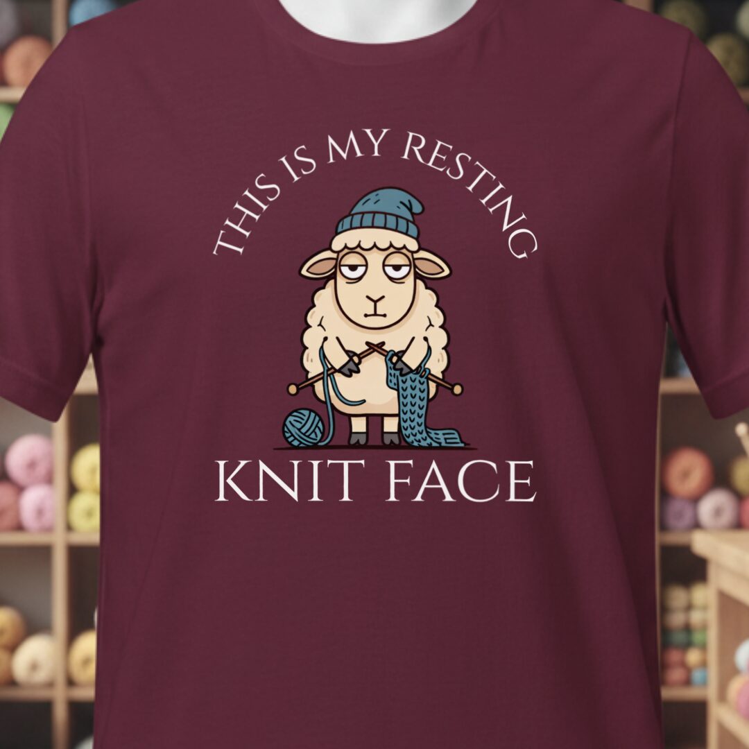 Resting Knit Face T-Shirt Maroon t-shirt