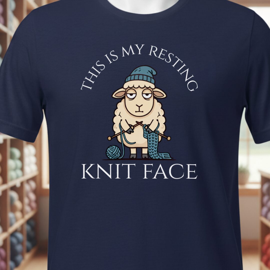 Resting Knit Face T-Shirt Navy t-shirt