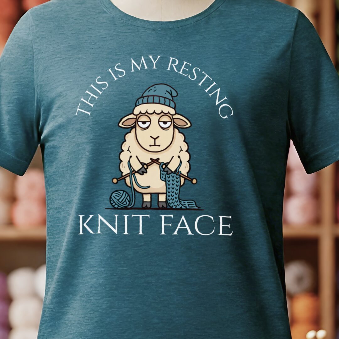 Resting Knit Face T-Shirt Teal Blue t-shirt