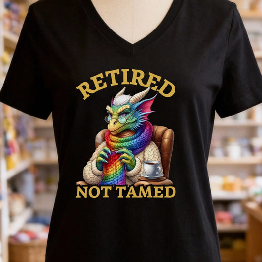 Retired Not Tamed V-Neck T-Shirt Black t-shirt