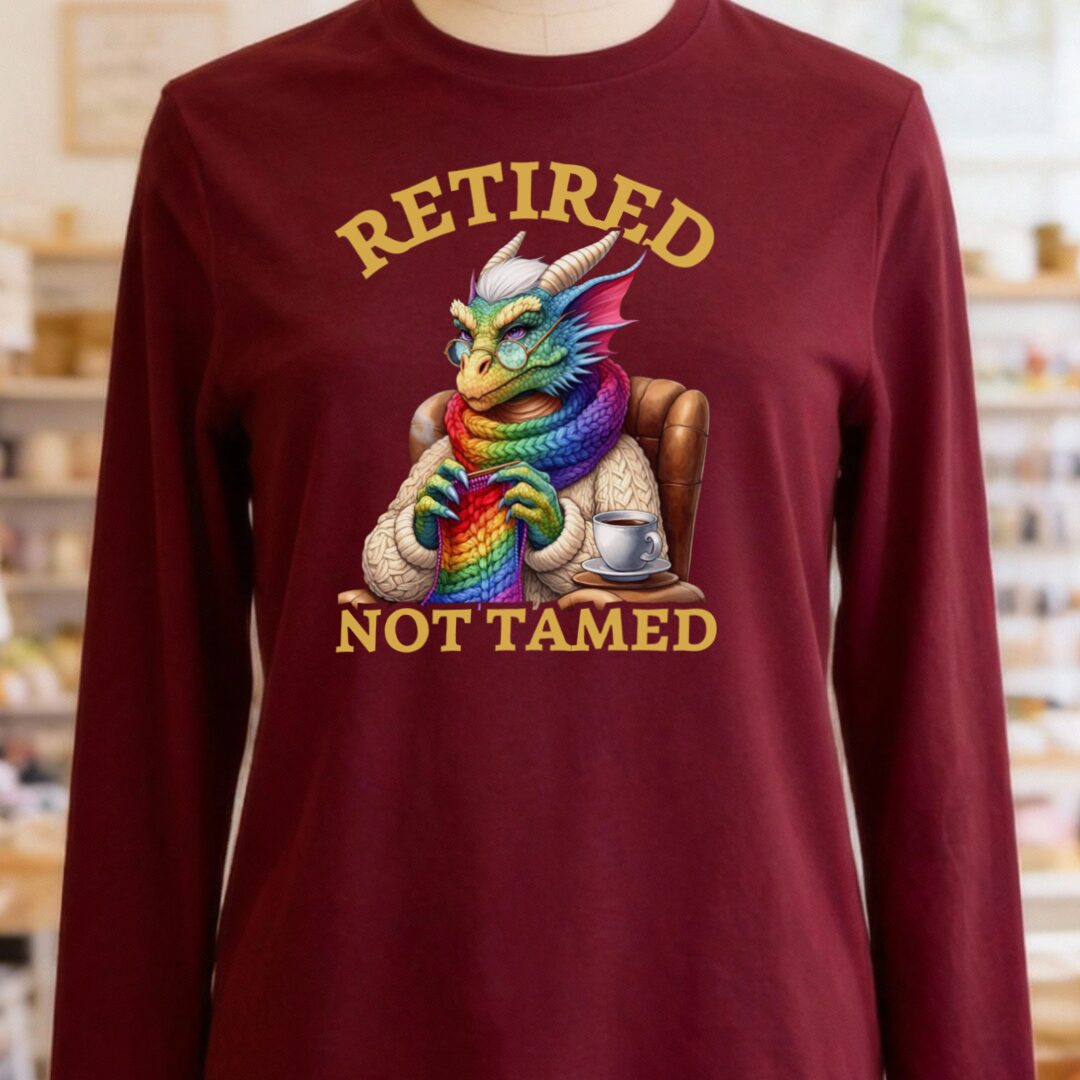 Retired Not Tamed Long Sleeve Tee Maroon t-shirt