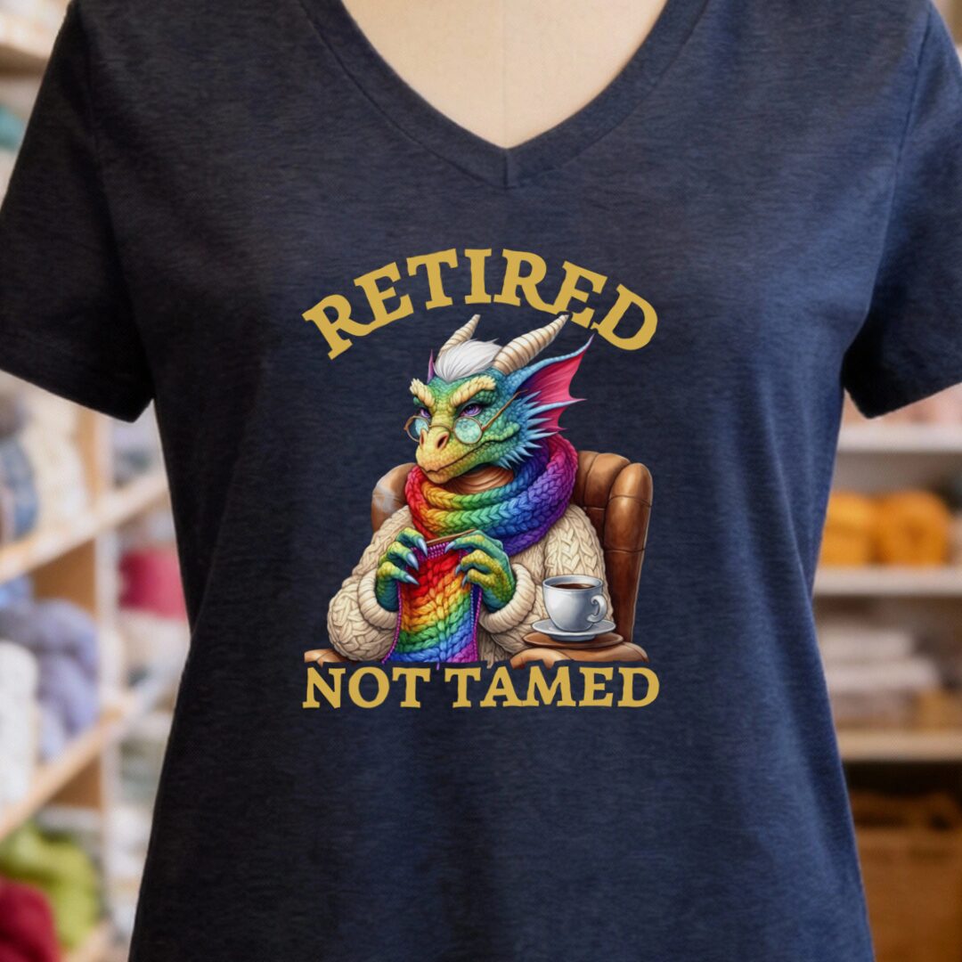 Retired Not Tamed V-Neck T-Shirt Navy t-shirt