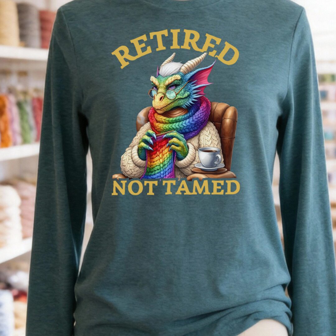 Retired Not Tamed Long Sleeve Tee Heather Deep Teal t-shirt