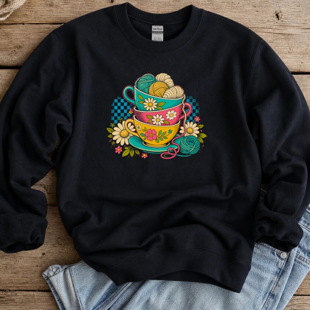 Retro Teacup Sweatshirt Black t-shirt