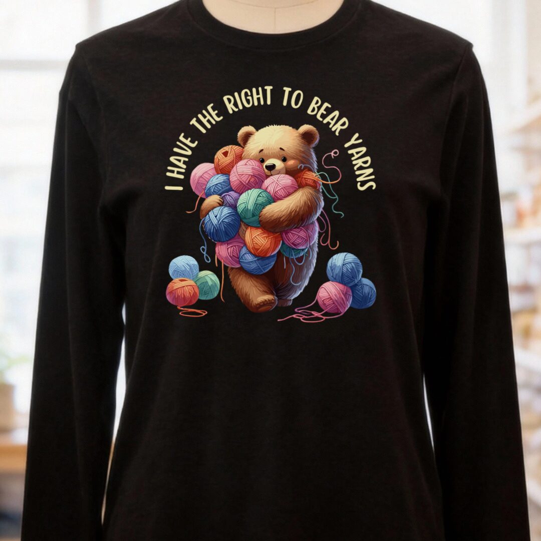 Right to Bear Yarns Long Sleeve Tee Black Heather t-shirt