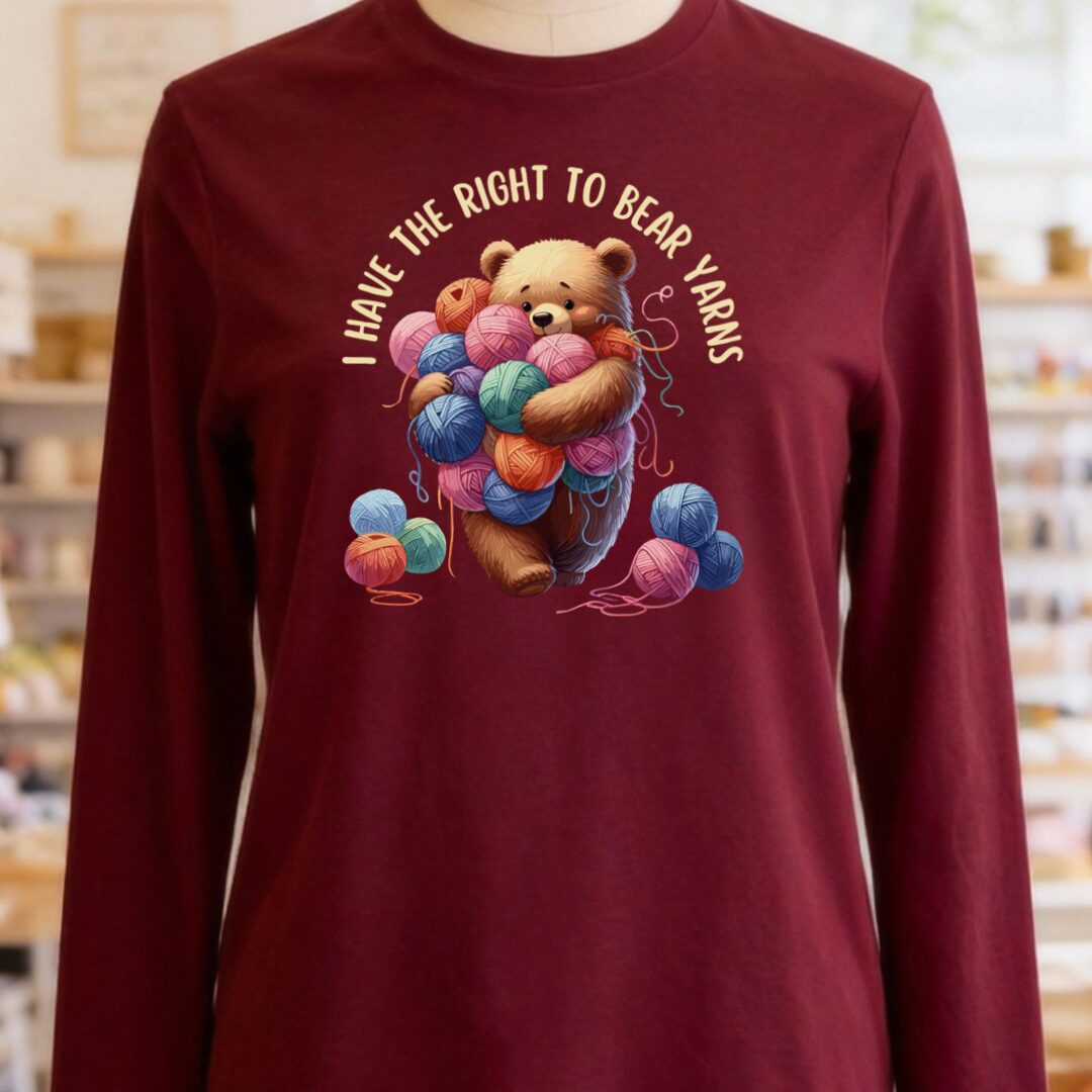 Right to Bear Yarns Long Sleeve Tee Maroon t-shirt