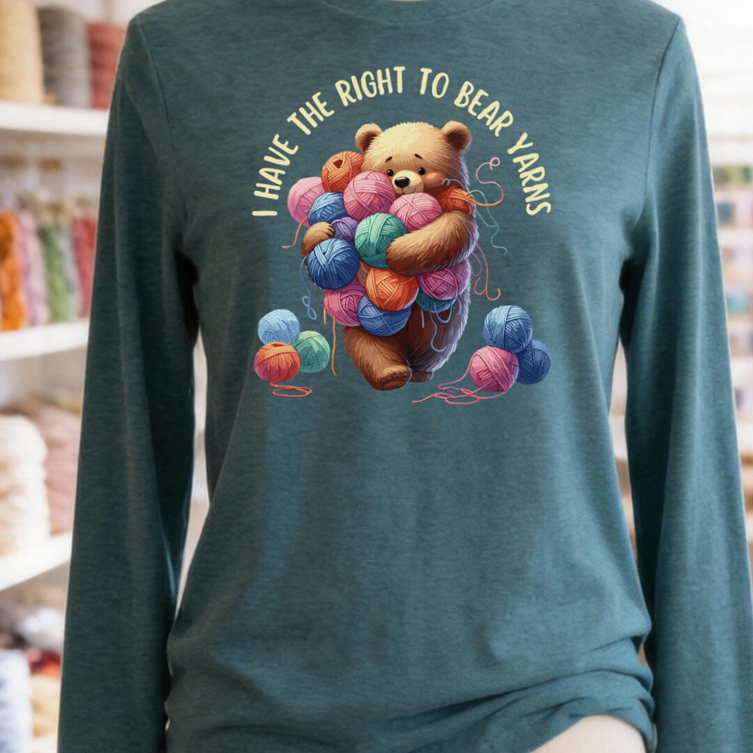 Right to Bear Yarns Long Sleeve Tee Heather Deep Teal t-shirt