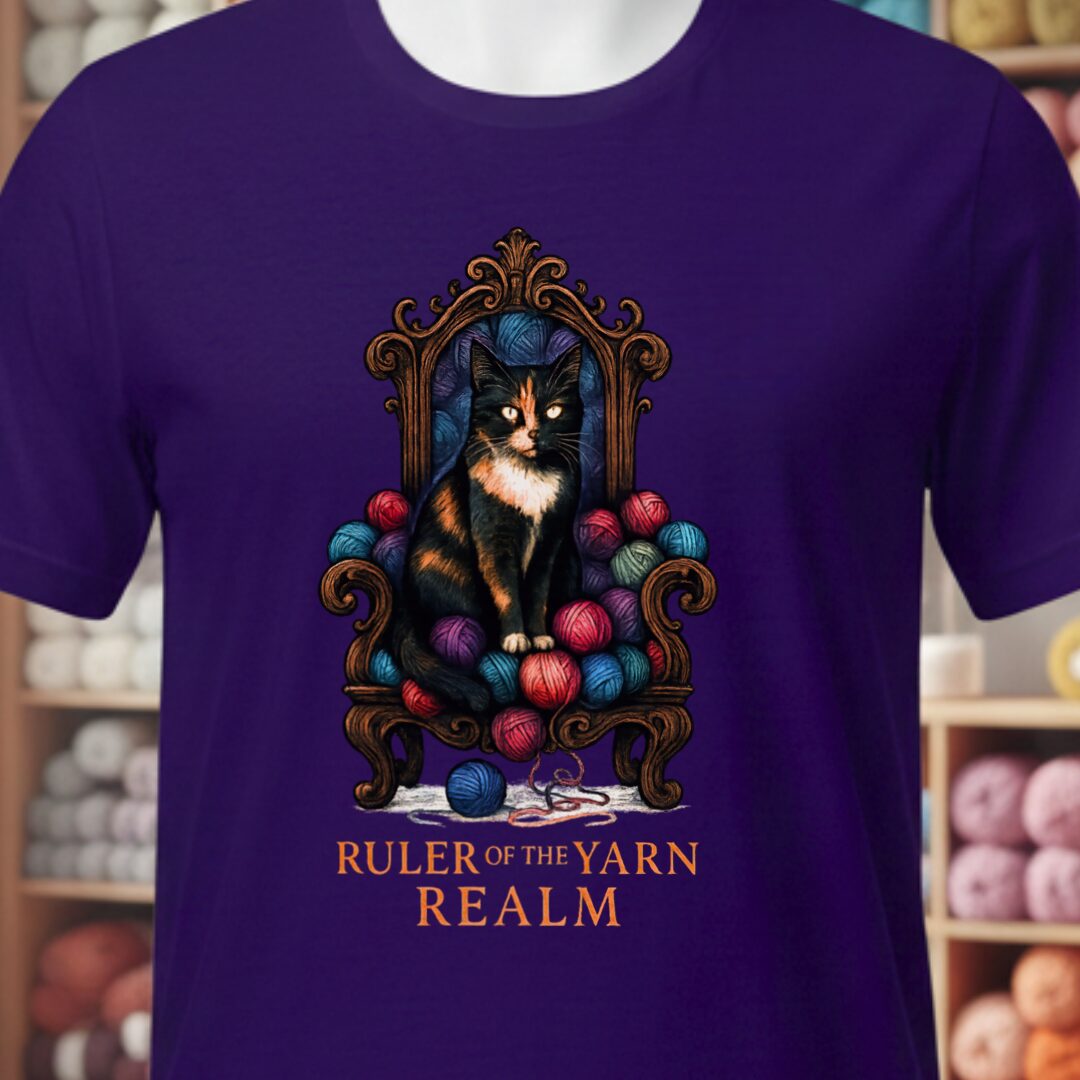 Ruler of the Yarn Realm T-Shirt Purple t-shirt