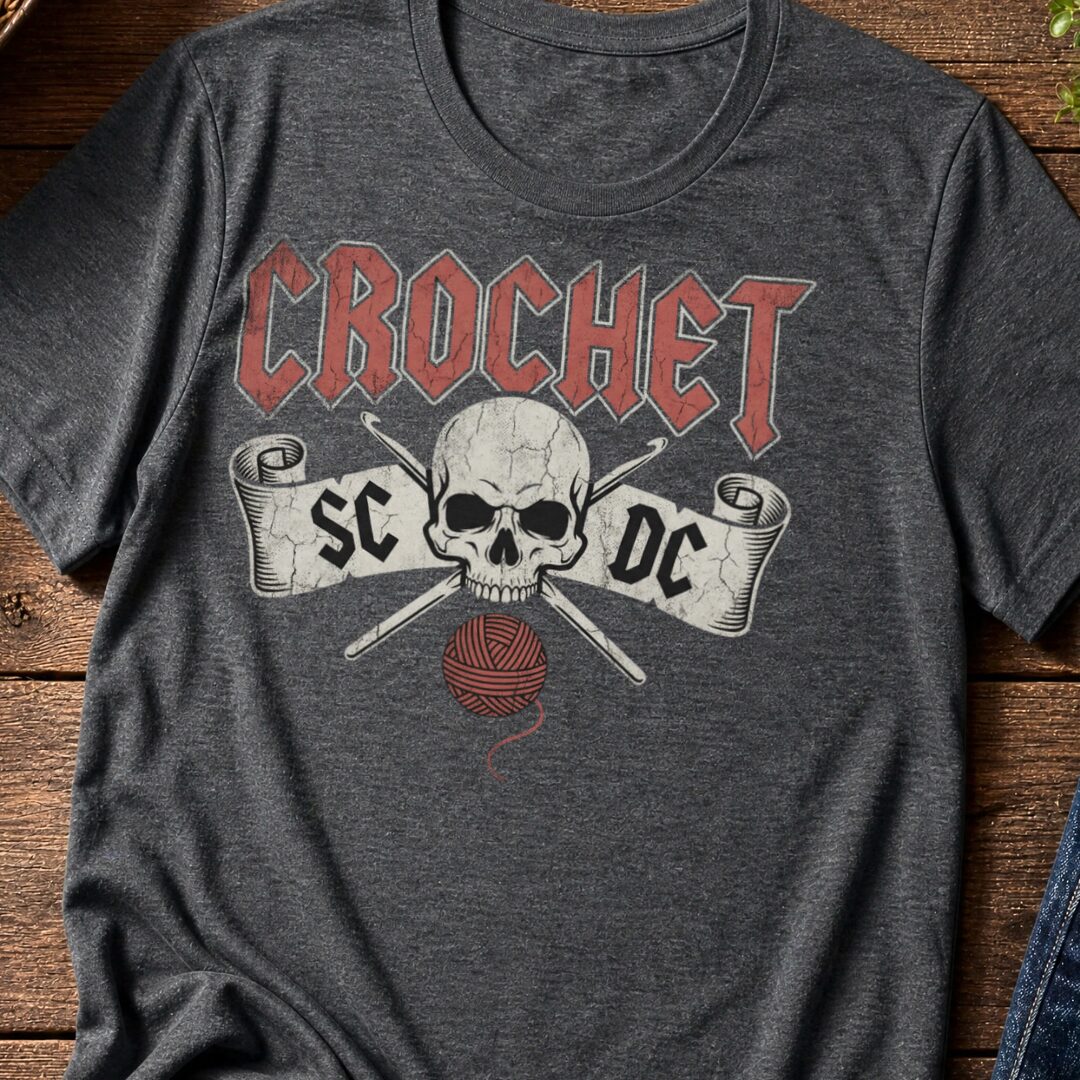 SC / DC Crochet Rock T-Shirt Dark Grey t-shirt