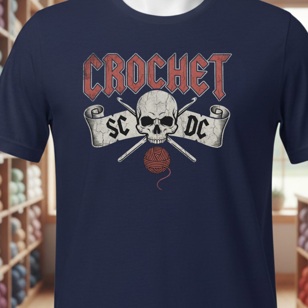 SC / DC Crochet Rock T-Shirt Navy t-shirt
