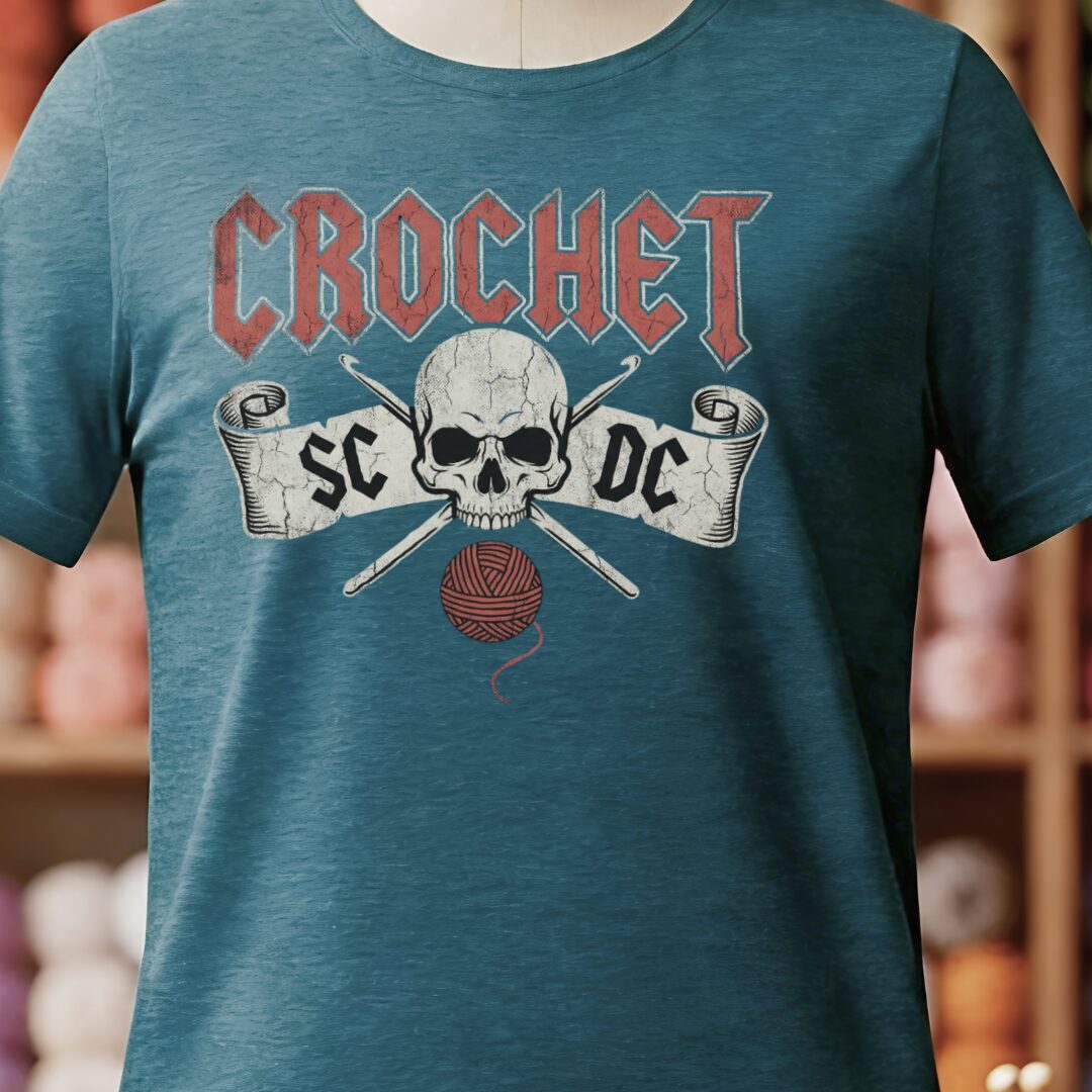 SC / DC Crochet Rock T-Shirt Teal Blue t-shirt